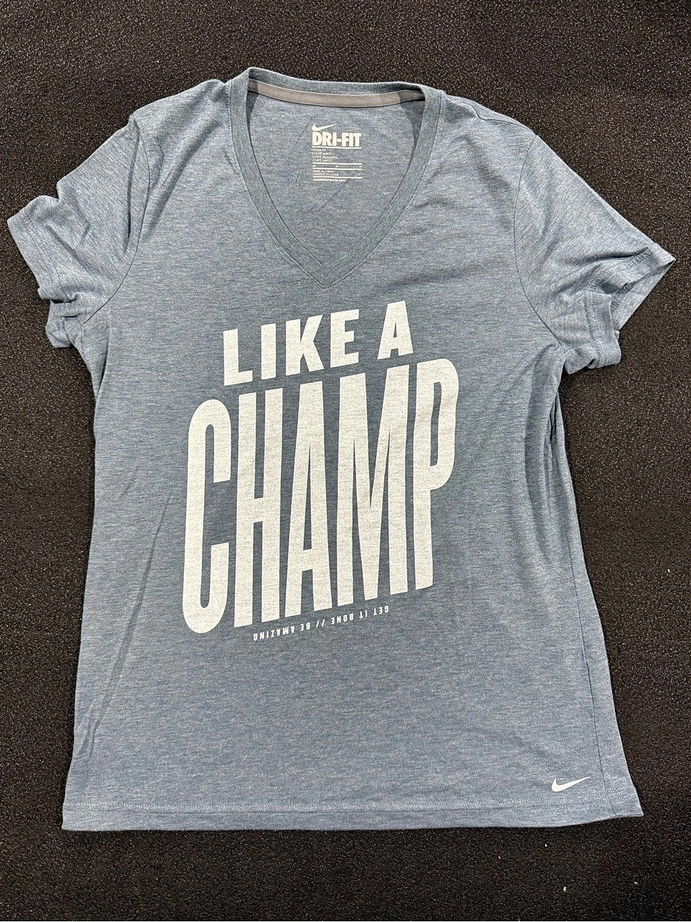 Nike Dri-FIT Like a Champ Tee V-Neck Gray Athletic Tee Like New